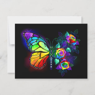Invitación Magnética Mariposa florida arcoiris