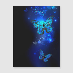 Invitación Magnética Mariposa morfo en el fondo oscuro