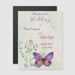 Invitación Magnética Mariposa púrpura de acuarela personalizada