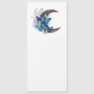 Invitación Magnética Mariposas azules en creciente de madera