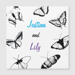 Invitación Magnética Mariposas blancas y negras