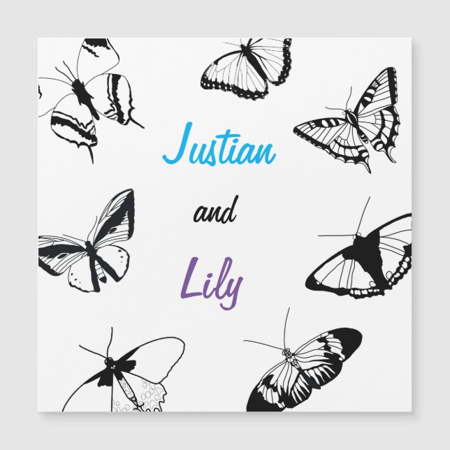Invitación Magnética Mariposas blancas y negras (Anverso)