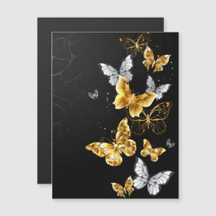 Invitación Magnética Mariposas doradas y blancas