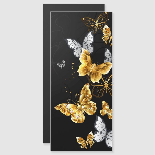 Invitación Magnética Mariposas doradas y blancas (Anverso/Reverso)