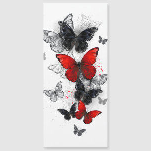 Invitación Magnética Mariposas Morpho voladoras negras y rojas