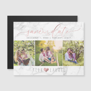 Invitación Magnética Mármol PixDezines Salva Nuestra Fecha/Faux Rosa Go