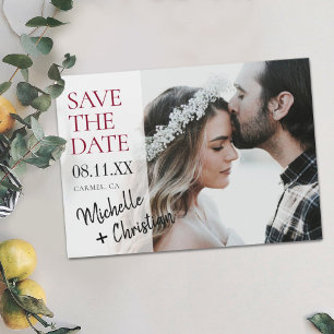 Invitación Magnética Matrimonio fotográfico de Moda simple Guardar el i