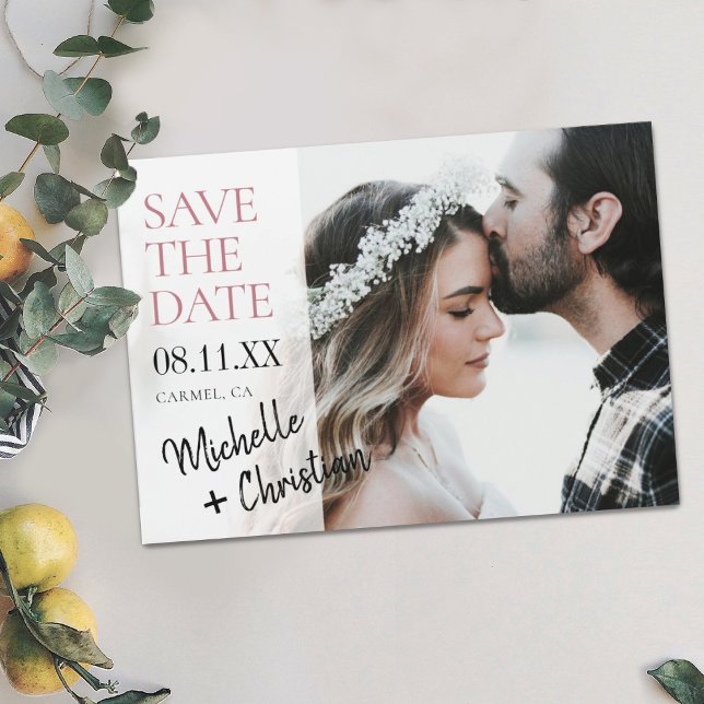 Invitación Magnética Matrimonio fotográfico de Moda simple Guardar el i (Subido por el creador)