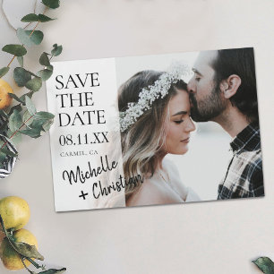 Invitación Magnética Matrimonio fotográfico de Moda simple Guardar la f