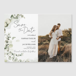 Invitación Magnética Matrimonio fotográfico Eucalyptus Sage Salven la f