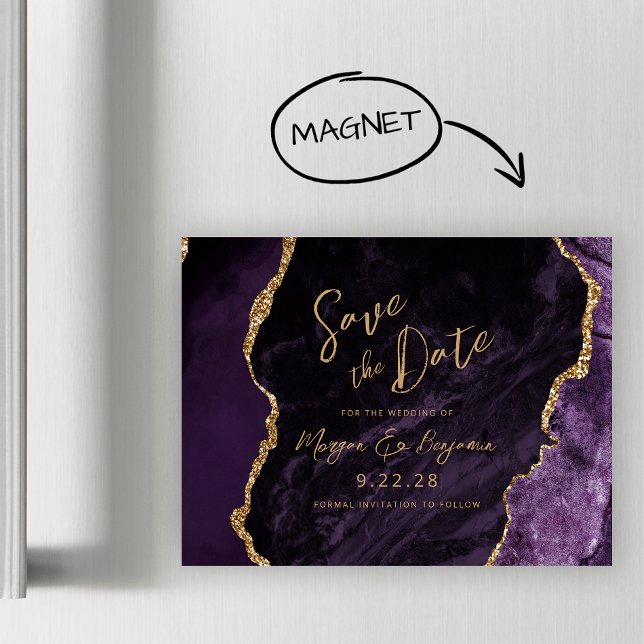 Invitación Magnética Matrimonio morado agar salva la fecha (Subido por el creador)