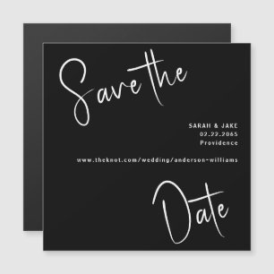 Invitación Magnética Matrimonio negro simple salva la fecha