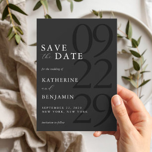 Invitación Magnética Matte moderno Matte Black Minimal Wedding Save the