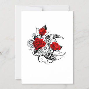 Invitación Magnética Media luna mecánica con rosas rojas