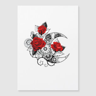 Invitación Magnética Media luna mecánica con rosas rojas