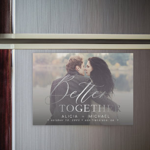 Invitación Magnética Mejor juntos boda de script foto guardar la fecha