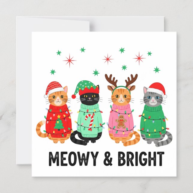 Invitación Magnética Meowy Navidades Cat (Anverso)