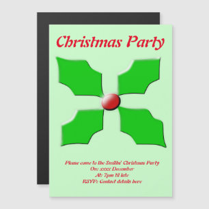 Invitación Magnética Merry Christmas Holly Personalizado Fiesta