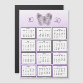 Invitación Magnética Mini Calendario 2020 Mariposa púrpura