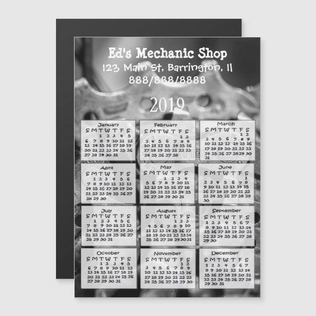 Invitación Magnética Mini Calendario de Automotive Business 2019 (Anverso/Reverso)