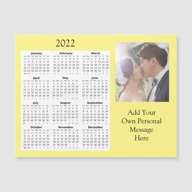 Invitación Magnética Mini Calendario de boda Photo 2022 (Anverso)
