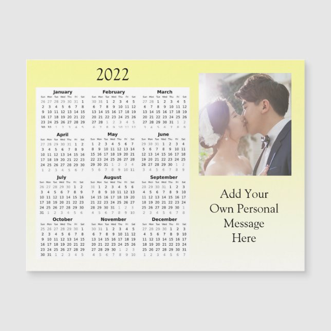 Invitación Magnética Mini Calendario de boda Photo 2022 (Anverso)