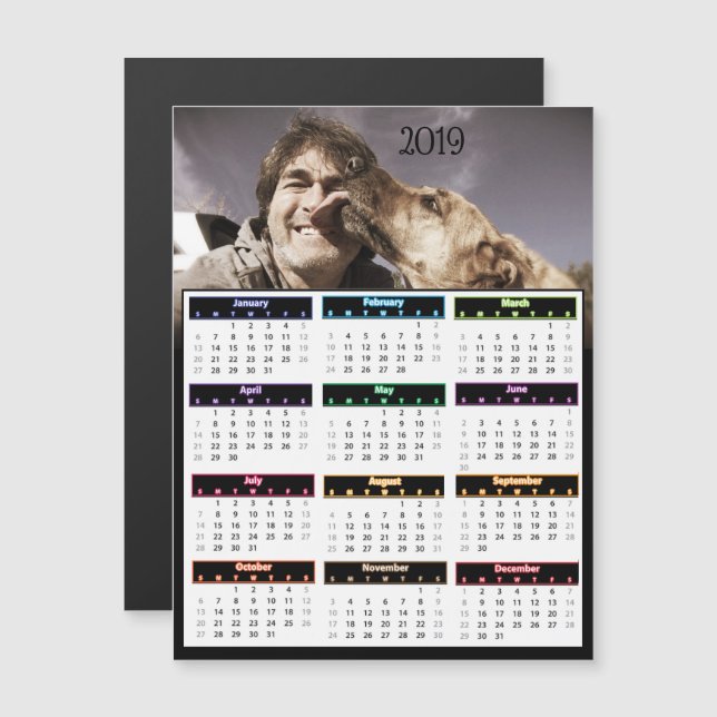 Invitación Magnética Mini calendario fotográfico personalizado de 2019 (Anverso/Reverso)