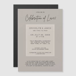 Invitación Magnética Mínima Celebración Del Amor Del Boda Beige
