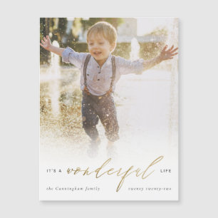 Invitación Magnética Minimal Gold es un maravilloso Navidad de fotos de