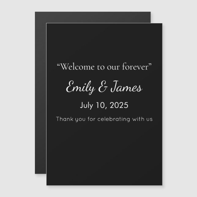 Invitación Magnética Minimalist Black Cat Silhouette  (Anverso/Reverso)