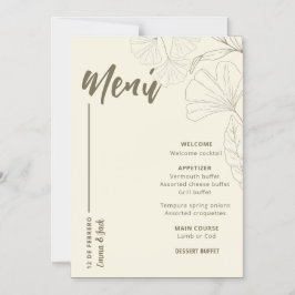 Invitación Magnética Minimalist Botanical Wedding Menu Card