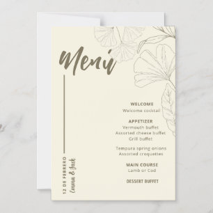 Invitación Magnética Minimalist Botanical Wedding Menu Card
