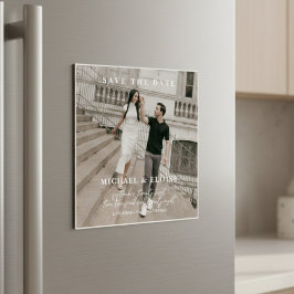Invitación Magnética Minimalist Ivory Photo Save the Date Wedding