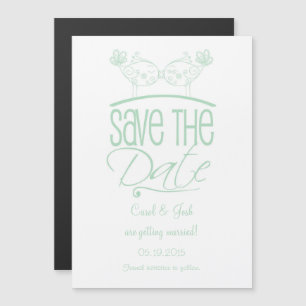 Invitación Magnética Mint Green Kissing Birds Magnetic Save the Date