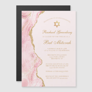 Invitación Magnética Moda Agate de Oro Rosado Bat Mitzvah Fiesta Person