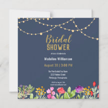 Moda Boho acuarela Floral Blue Bridal Shower
