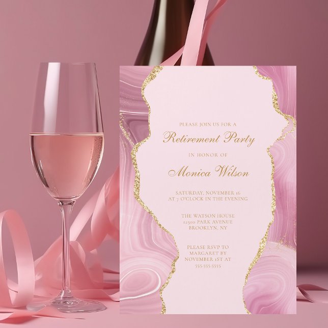 Invitación Magnética Moda Fiesta de Jubilación Agante de Oro Rosa (Subido por el creador)