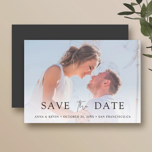 Invitación Magnética Moda Foto moderna Guardar Boda de fecha (Subido por el creador)