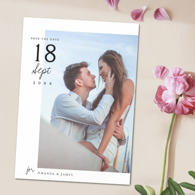 Invitación Magnética Moda Fotomía moderna Boda salva la fecha (Subido por el creador)