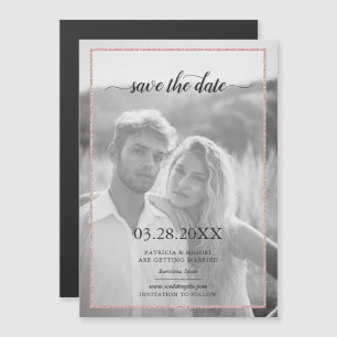 Invitación Magnética Moda Guardar la foto del Rosa de fecha Purpurina d