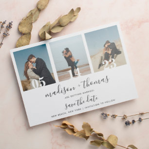Invitación Magnética Moda Guión sencillo 3 Boda de fotos Guardar la fec