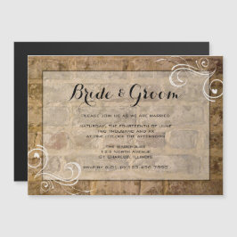 Invitación Magnética Moda industrial Ladrillos Boda Swirls