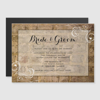 Invitación Magnética Moda industrial Ladrillos Boda Swirls