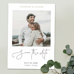 Invitación Magnética Moda Moderno Script Fotomontaje Boda Guardar La Fe