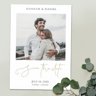 Invitación Magnética Moda Moderno Script Fotomontaje Boda Guardar La Fe