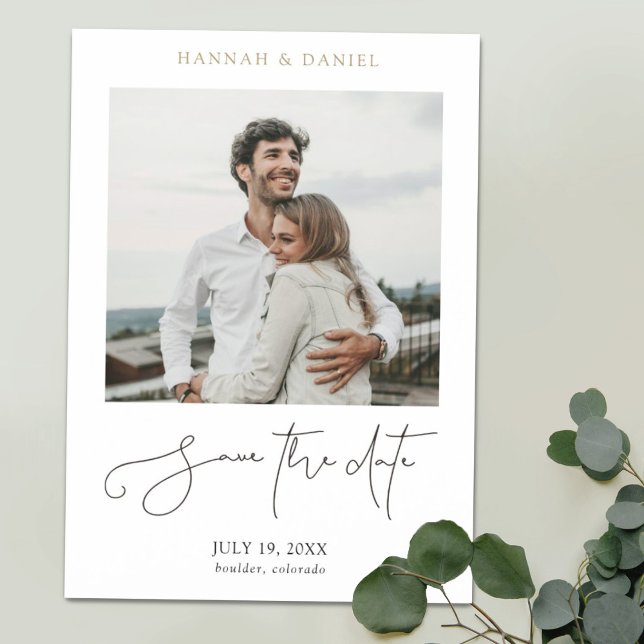 Invitación Magnética Moda Moderno Script Fotomontaje Boda Guardar La Fe (Subido por el creador)