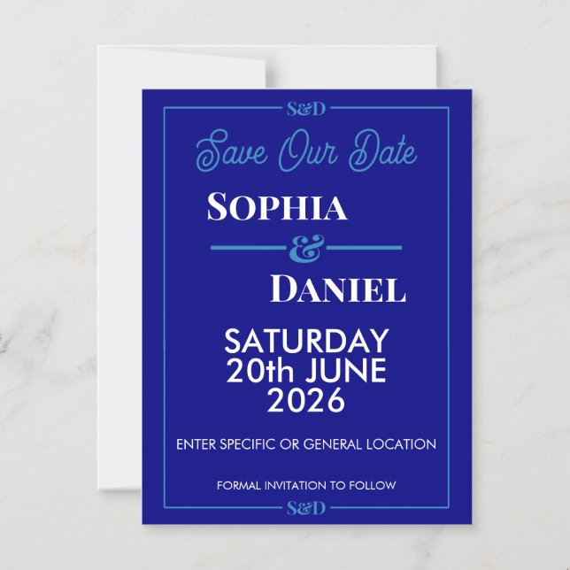 Invitación Magnética Modern Editable Wedding Save The Date Card (Anverso)