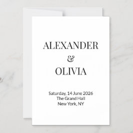 Invitación Magnética Modern Minimalist Black White Wedding Invitation