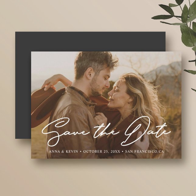 Invitación Magnética Modern Minimalist Photo Save the Date Wedding  (Subido por el creador)
