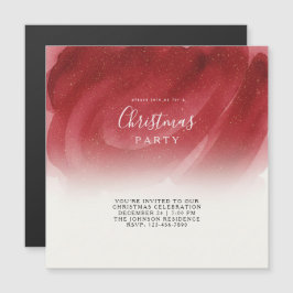 Invitación Magnética Modern Red & Gold Abstract Magnetic Christmas Invi